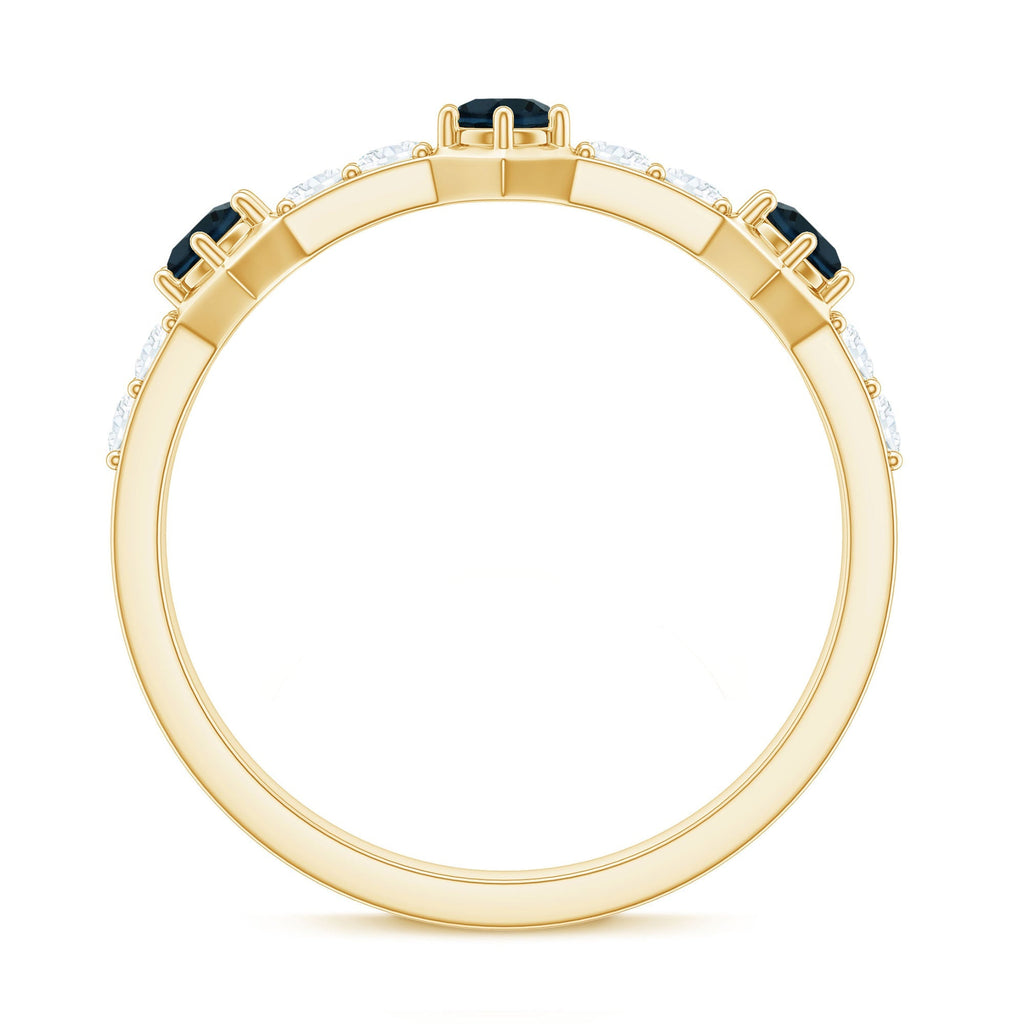 Certified London Blue Topaz Eternity Wedding Band with Diamond