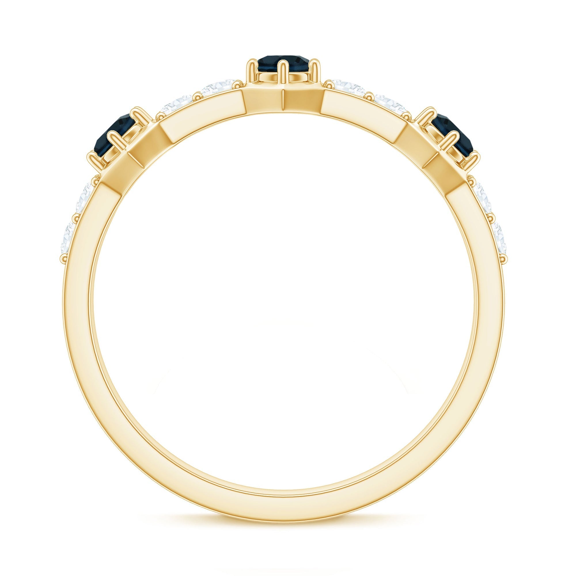 Certified London Blue Topaz Eternity Wedding Band with Diamond