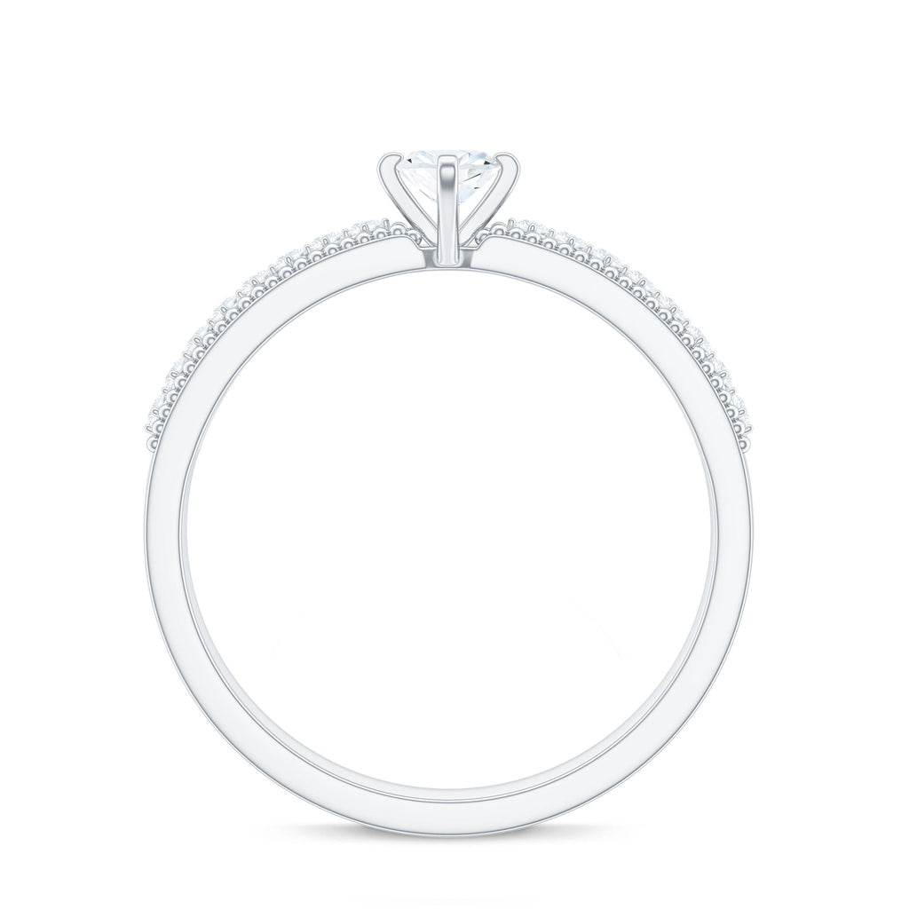 Certified Marquise Cut Moissanite Vintage Solitaire Ring with Side Stones