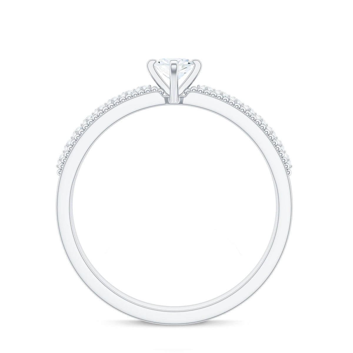 Certified Marquise Cut Moissanite Vintage Solitaire Ring with Side Stones