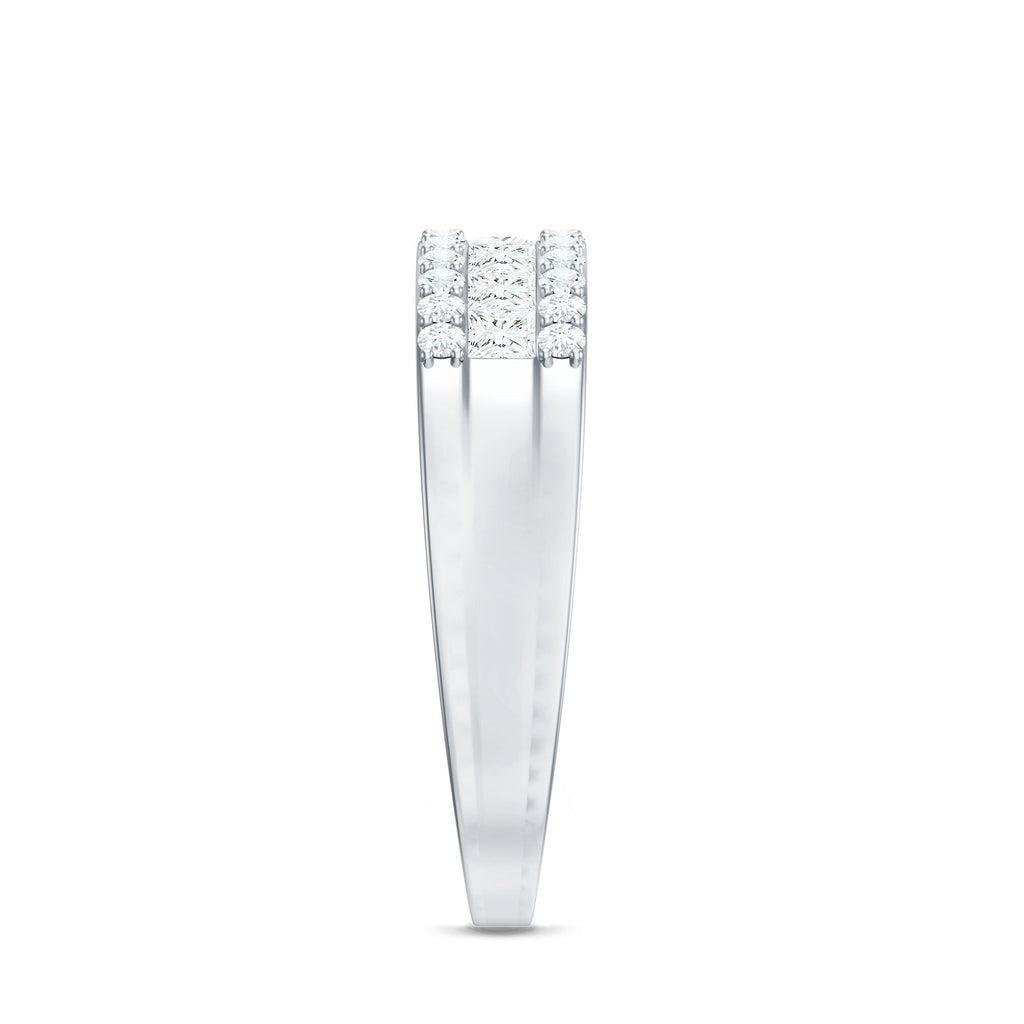 Certified Moissanite 3 Row Wedding Band for Men