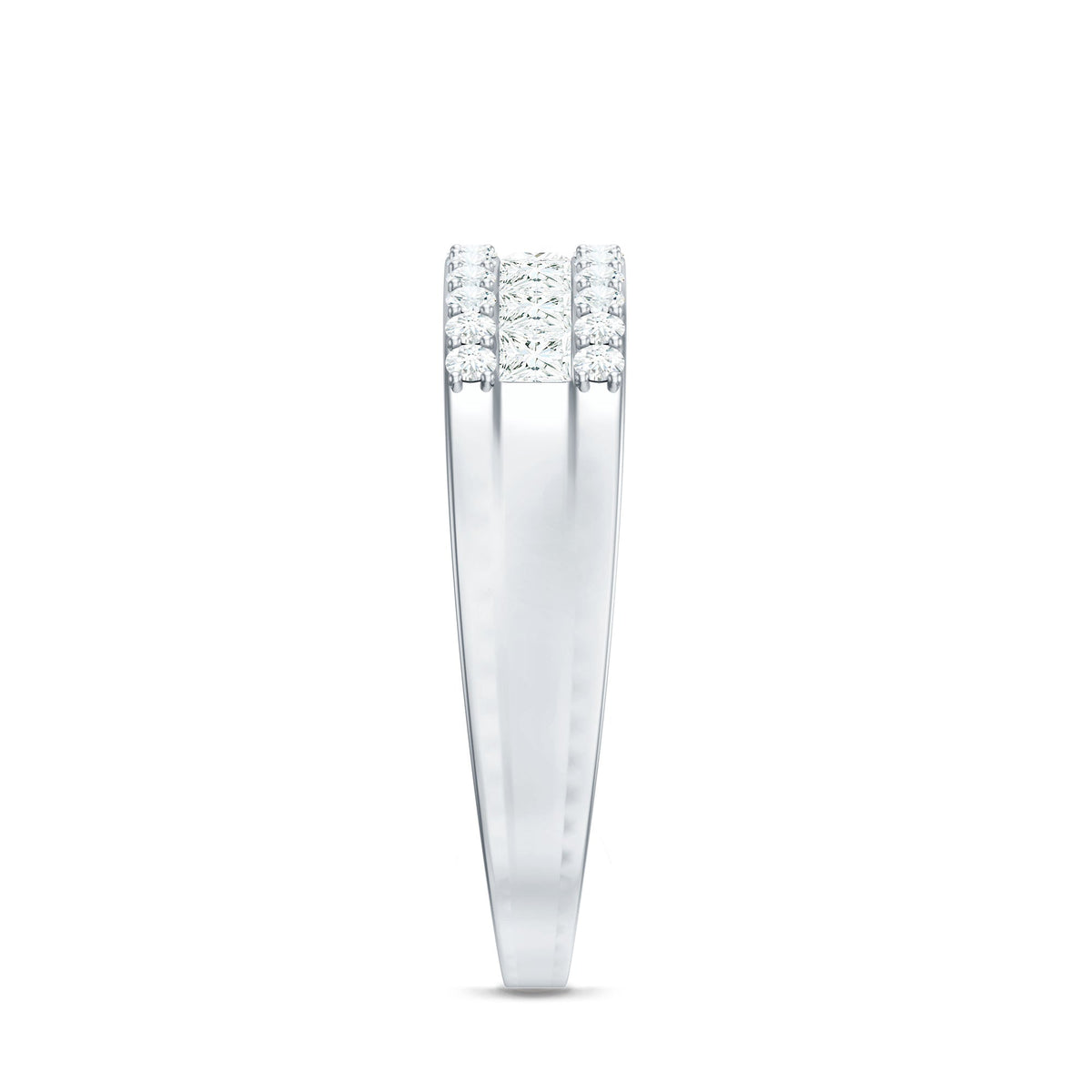 Certified Moissanite 3 Row Wedding Band for Men