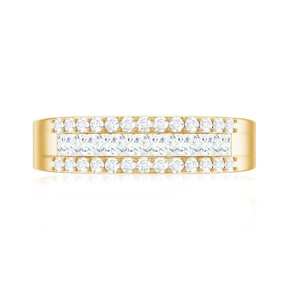 Certified Moissanite 3 Row Wedding Band for Men