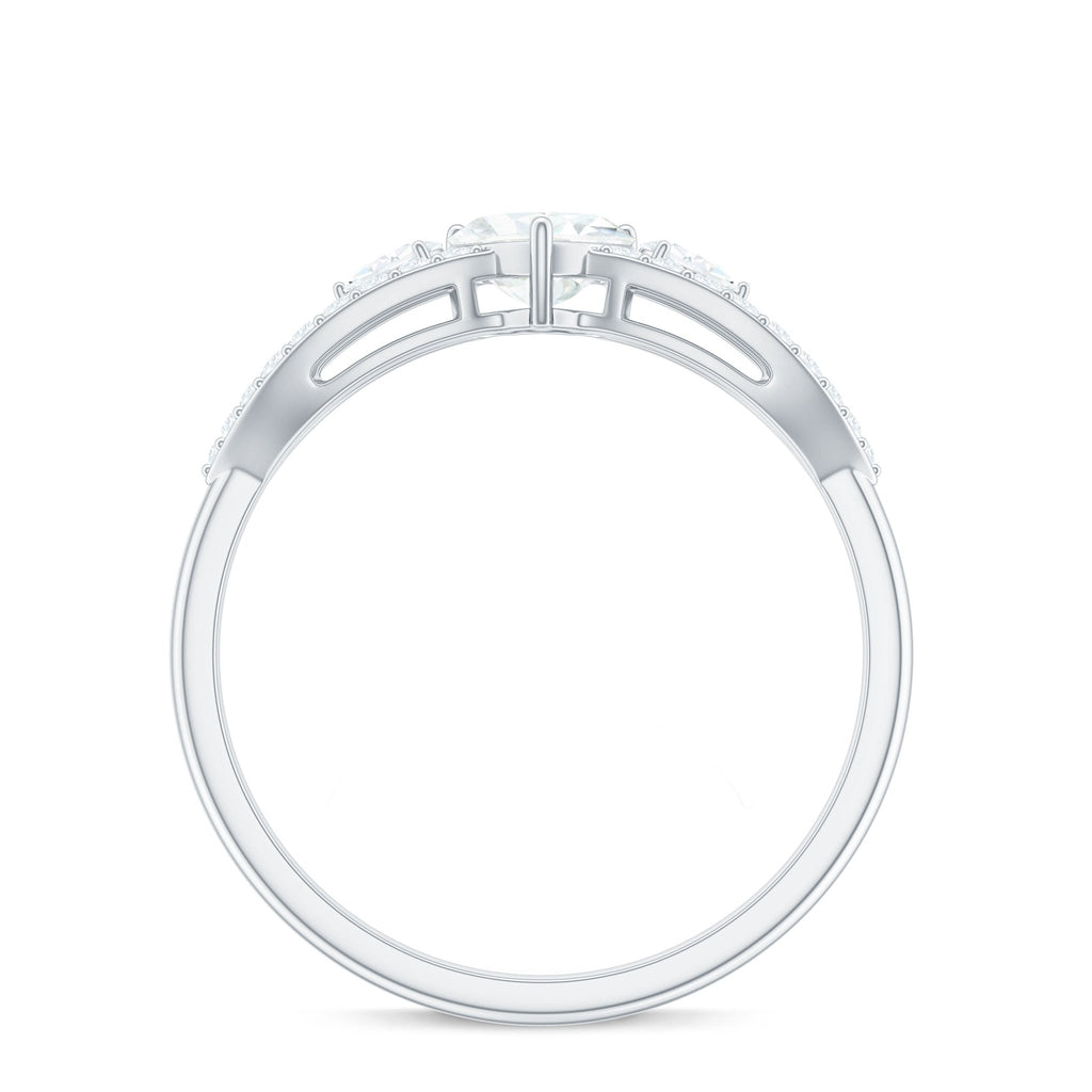 Certified Moissanite Heart Promise Ring with Split Shank