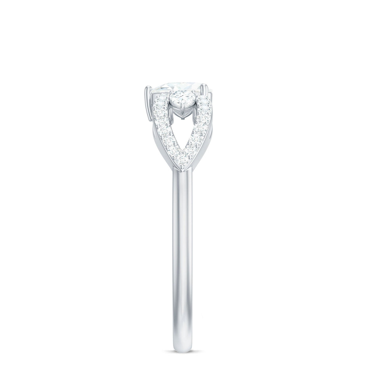 Certified Moissanite Heart Promise Ring with Split Shank