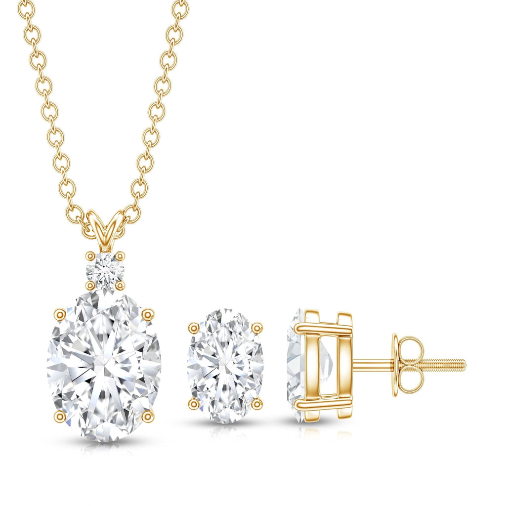 Certified Moissanite Oval Necklace and Earrings Set