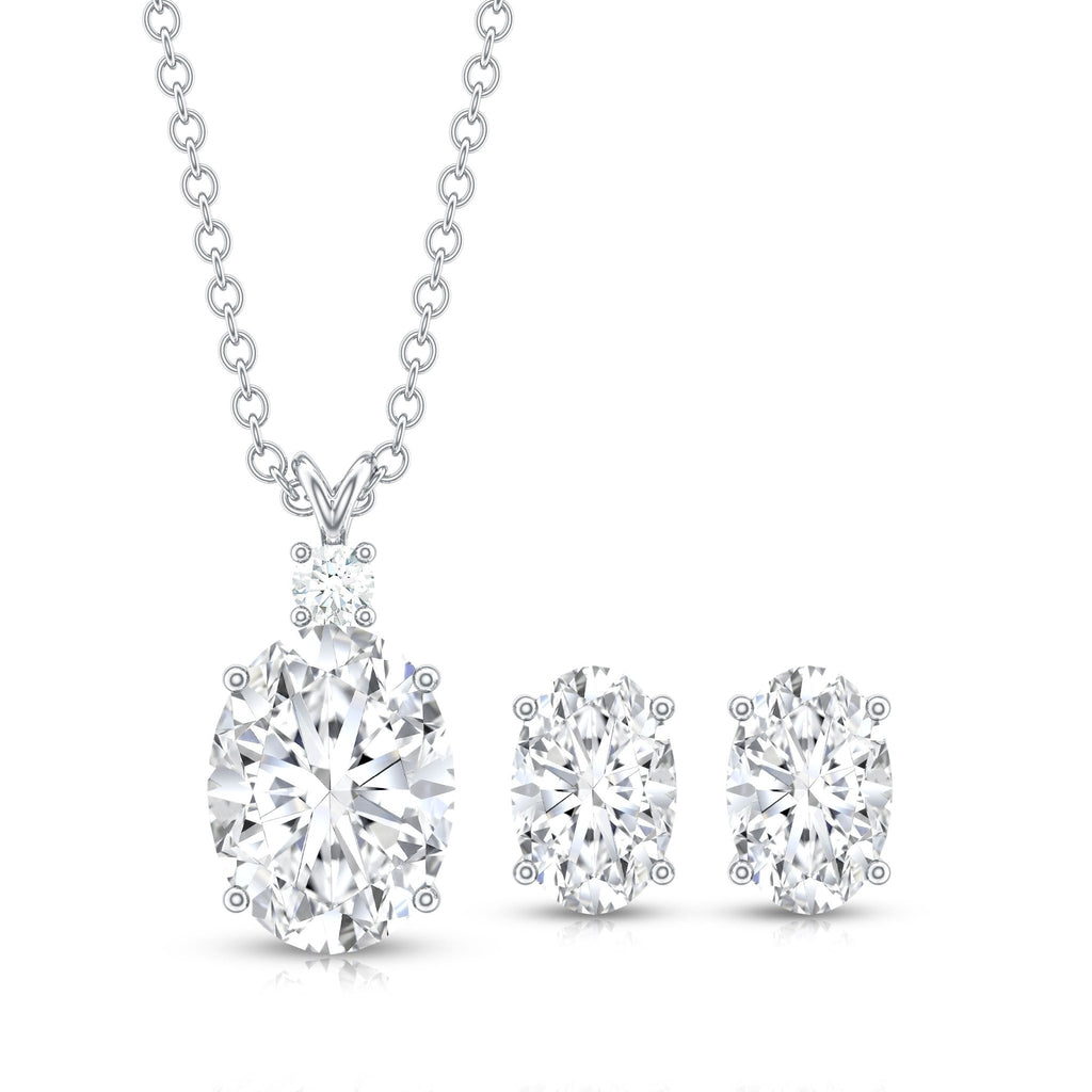 Certified Moissanite Oval Necklace and Earrings Set