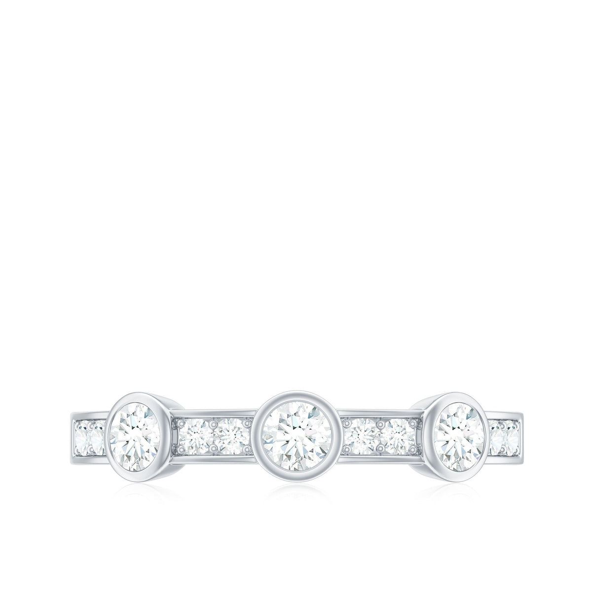 Certified Moissanite Semi Eternity Wedding Band Ring