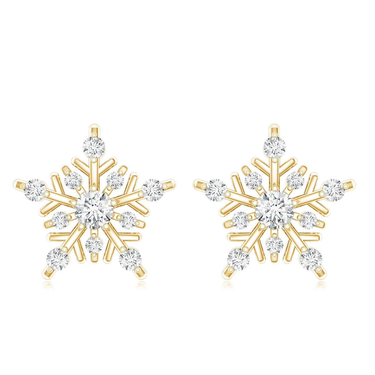 Certified Moissanite Snowflake Stud Earrings for Women
