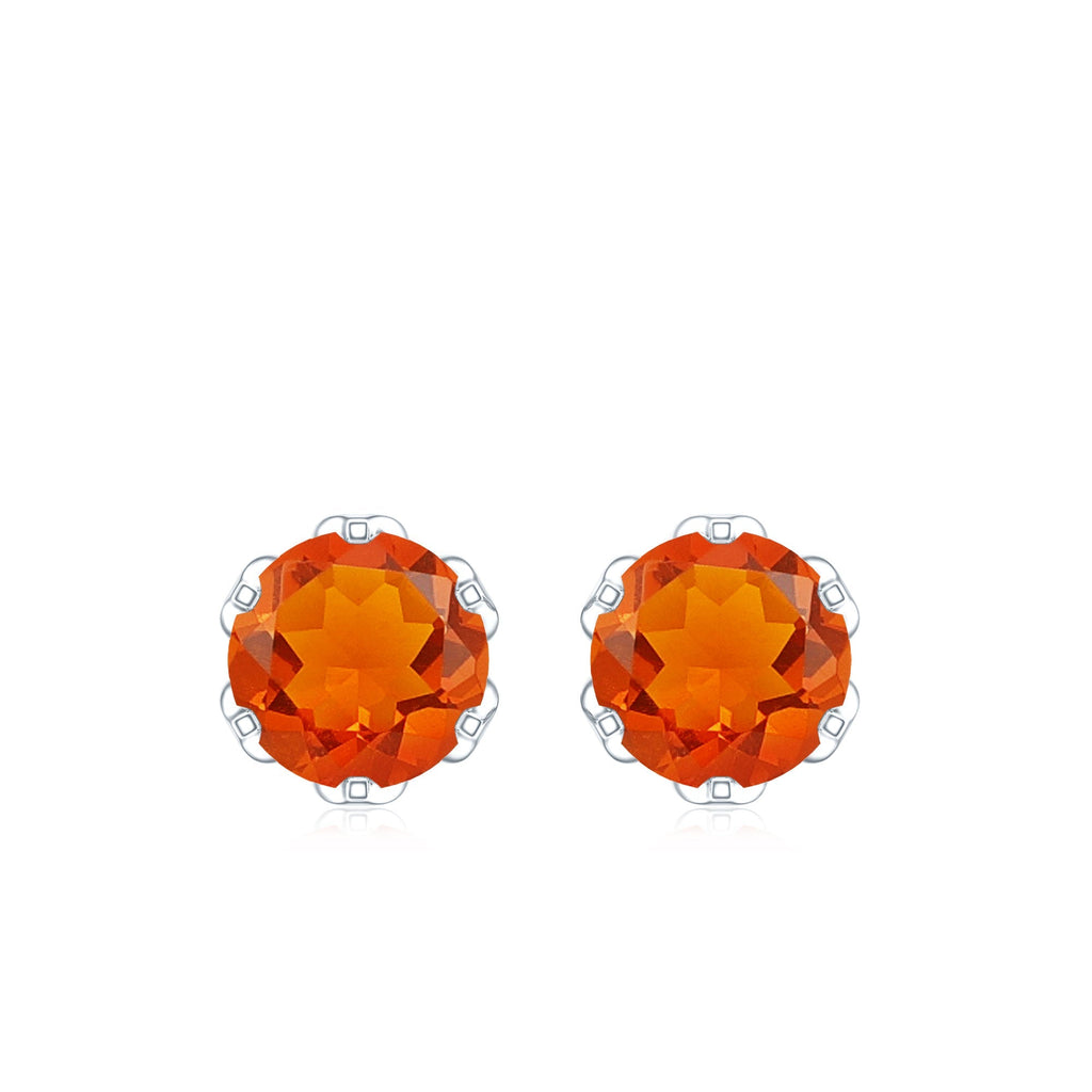 Certified Natural Fire Opal Stud Earrings with Screw Back