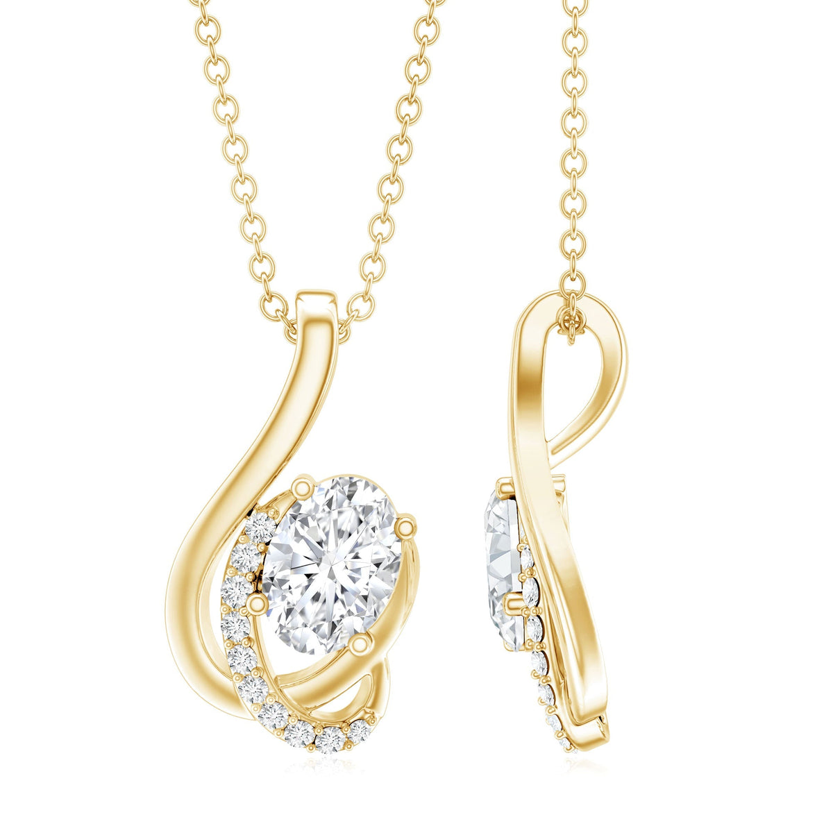 Certified Oval Shape Lab Grown Diamond Designer Necklace