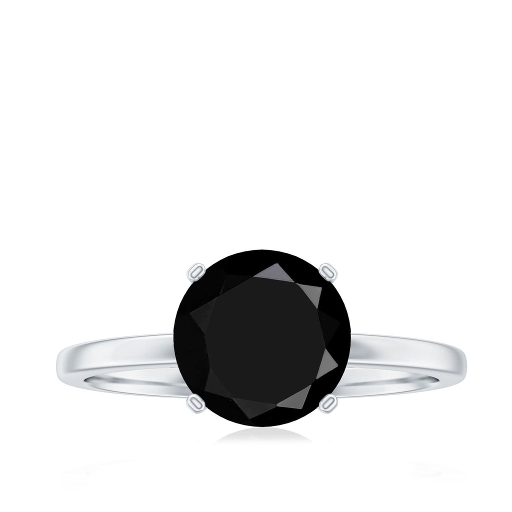 Certified Real 2.6 Carat Black Spinel Solitaire Engagement Ring