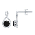 Certified Real Black Spinel Infinity Earrings with Screw Back