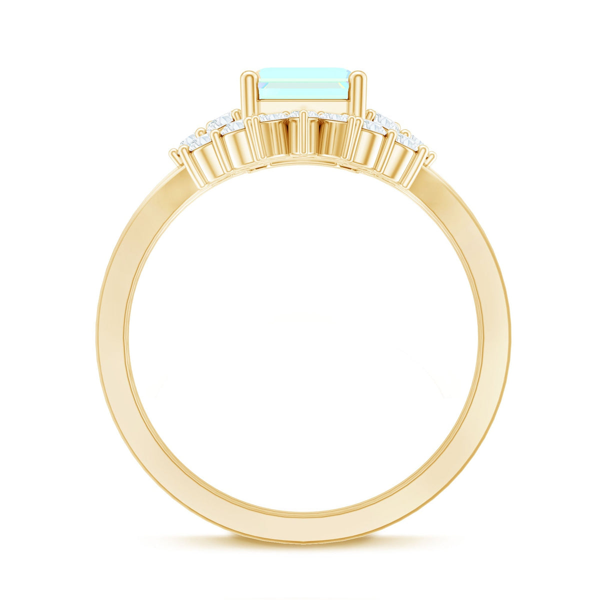 Certified Real Ethiopian Opal Diamond Emerald Cut Engagement Ring with Enhancer