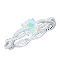 Certified Real Ethiopian Opal Diamond Pre Engagement Ring with Braided Shank