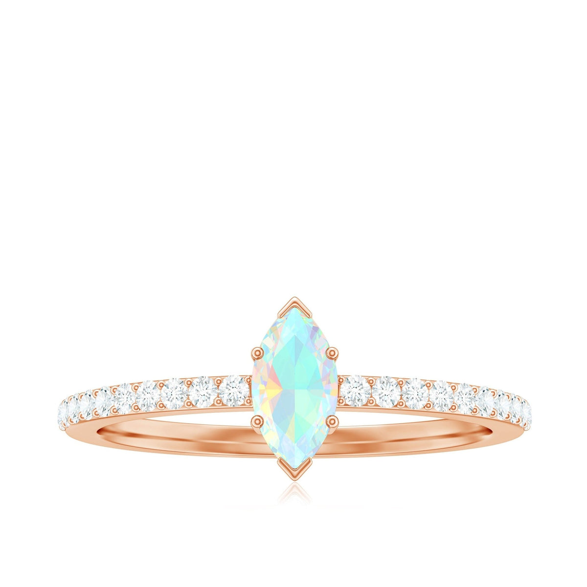 Certified Real Marquise Ethiopian Opal Promise Ring with Diamond