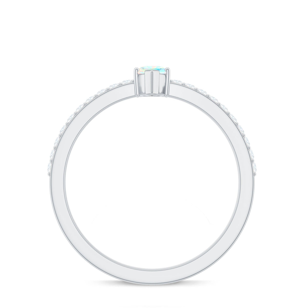 Certified Real Marquise Ethiopian Opal Promise Ring with Diamond