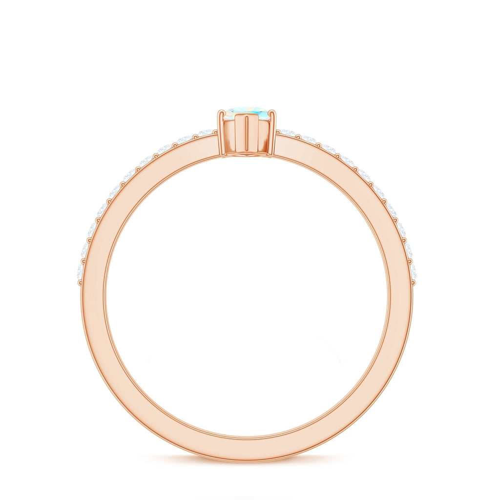 Certified Real Marquise Ethiopian Opal Promise Ring with Diamond