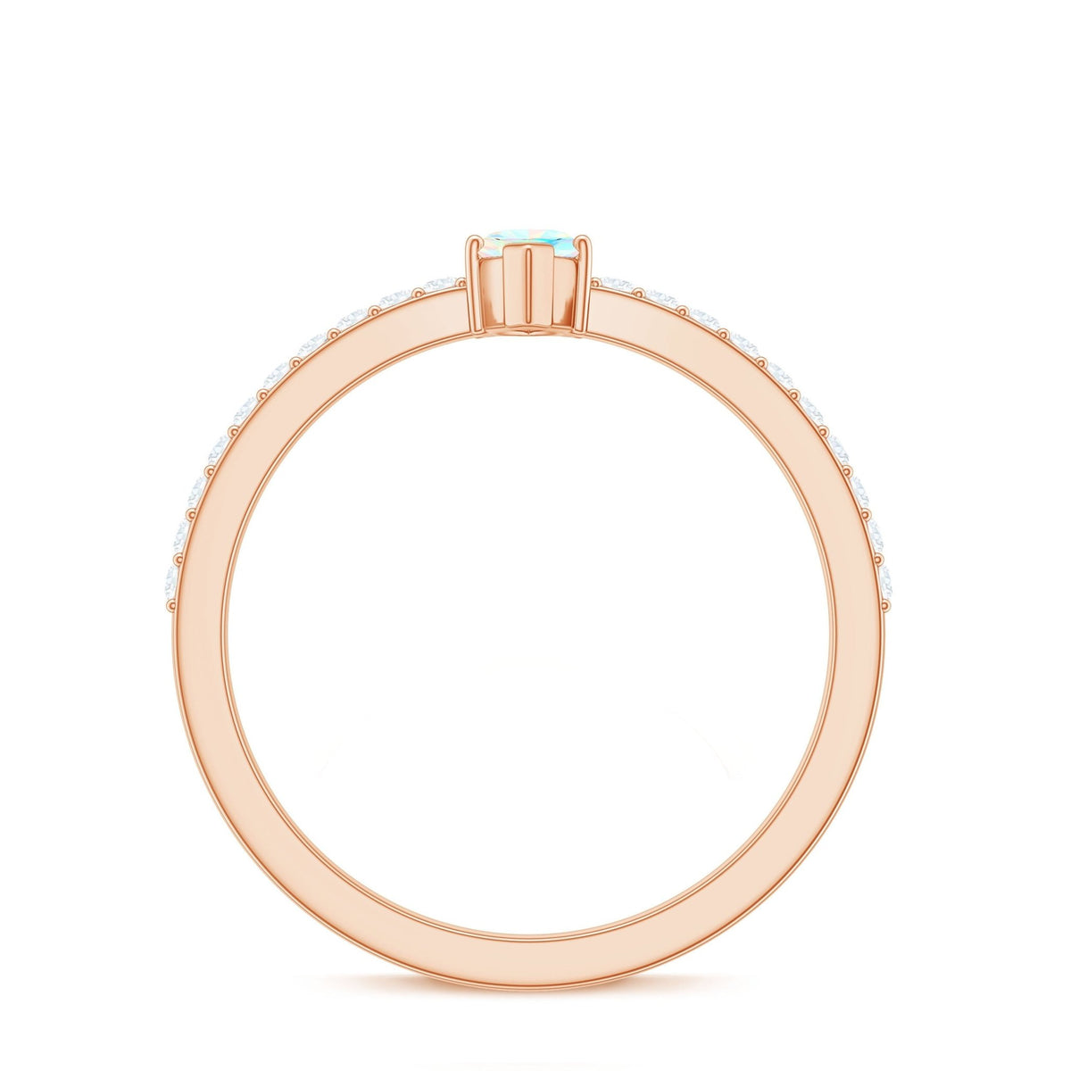 Certified Real Marquise Ethiopian Opal Promise Ring with Diamond