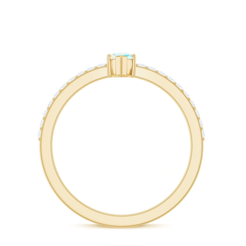 Certified Real Marquise Ethiopian Opal Promise Ring with Diamond