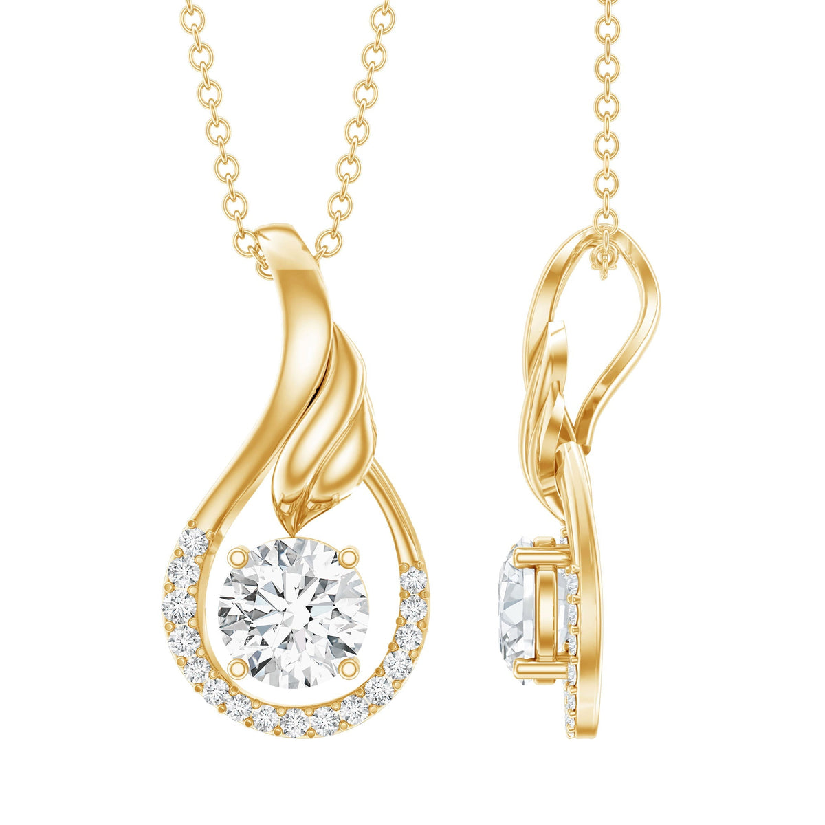 Certified Round Lab Grown Diamond Designer Pendant Necklace