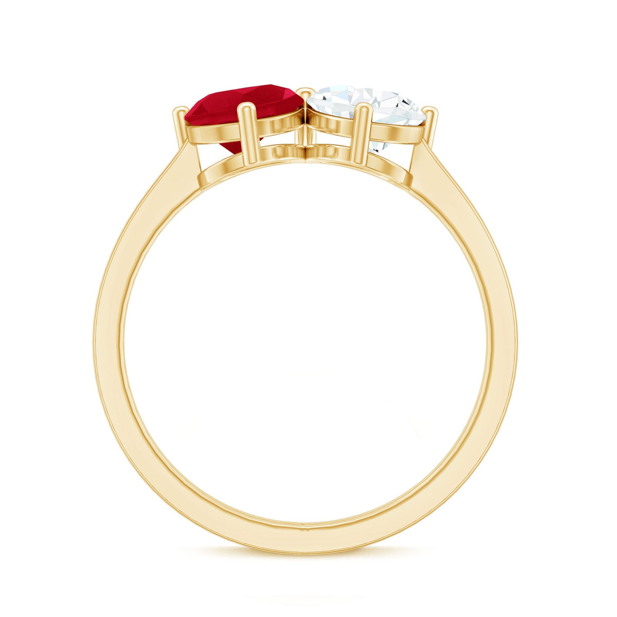 Certified Ruby and Diamond Toi Et Moi Promise Ring