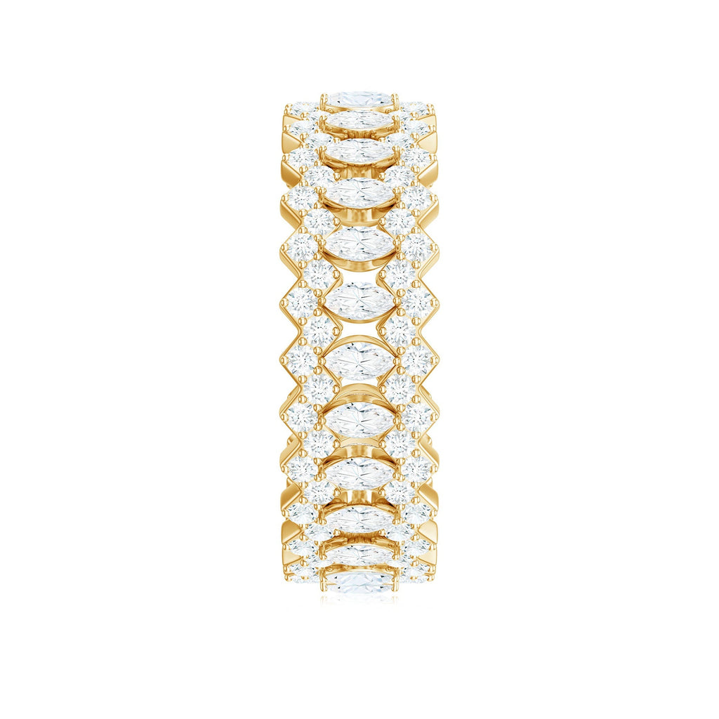 Certified Wide Moissanite Designer Wedding Band