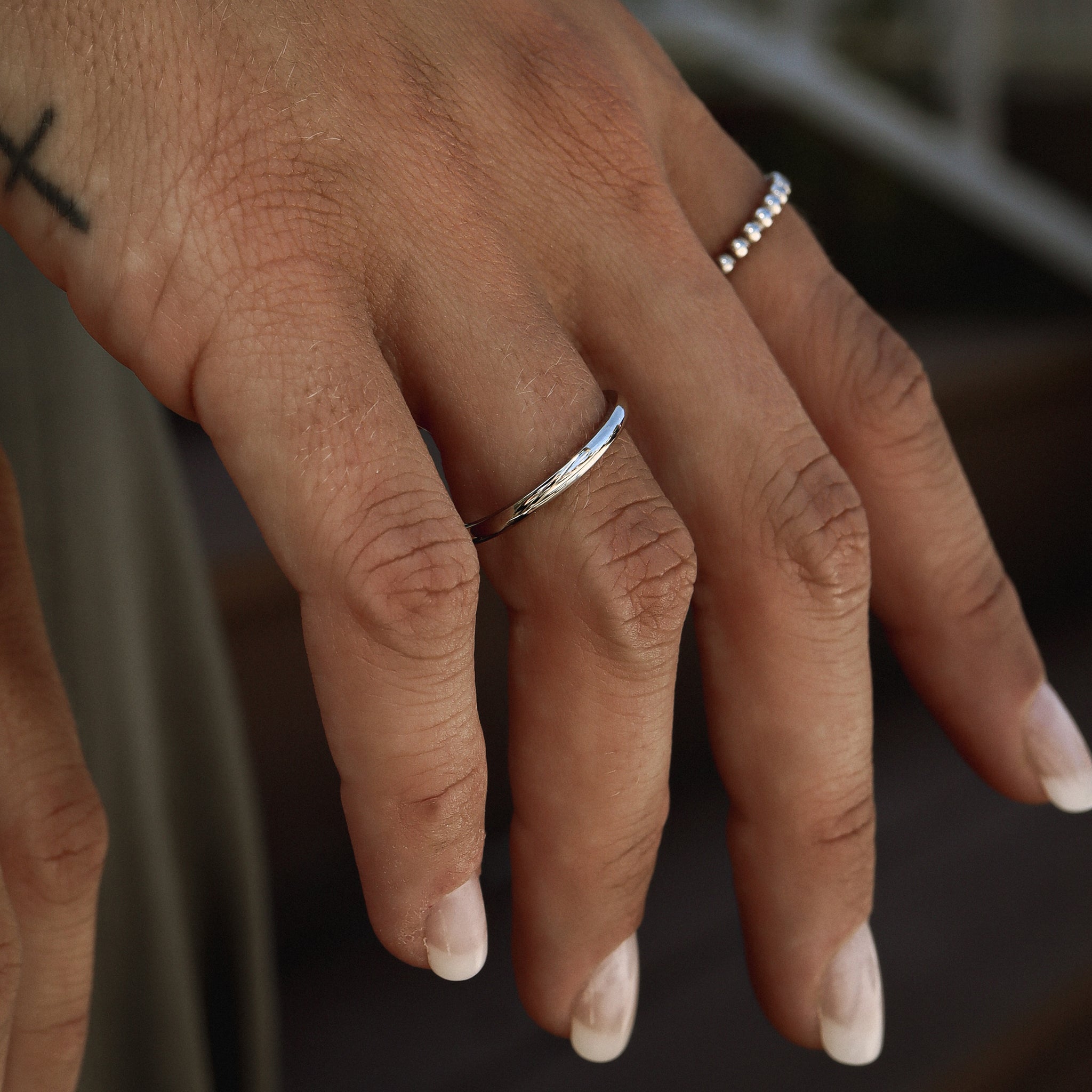 Highly Polished Rounded Stainless Steel Blank Ring Lifestyle