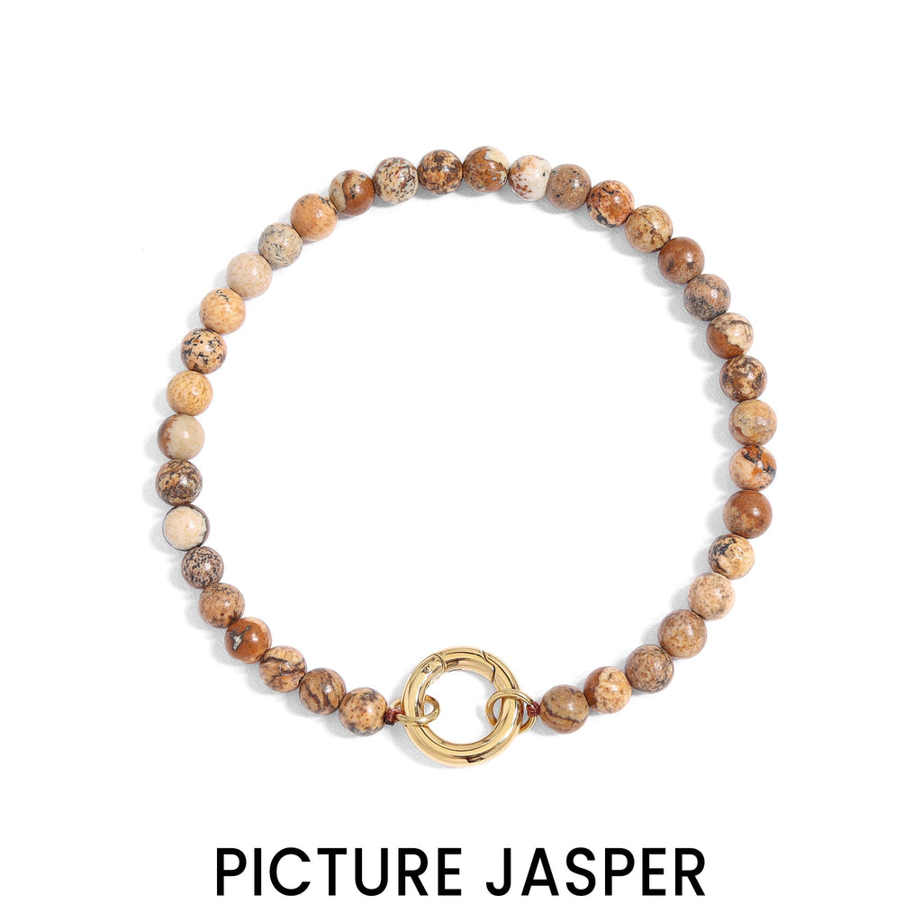 Charm Keeper Bracelet – 4mm Natural Stone Beads | Gold Stainless Steel Durable - | Sunflower Soul Boutique