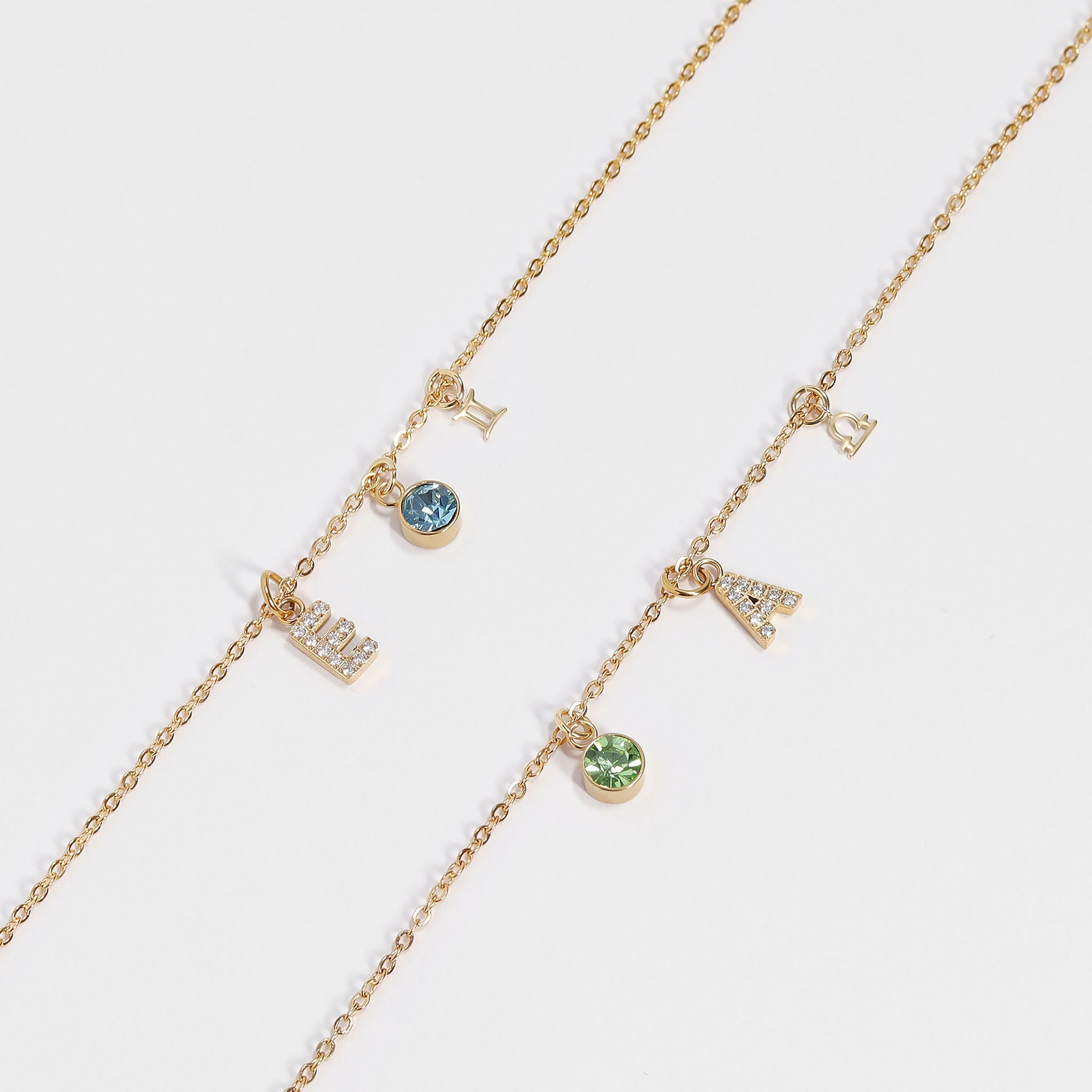 18k Gold Initial Charms – Pave CZ Letter Pendants | Stainless Steel, Hypoallergenic
