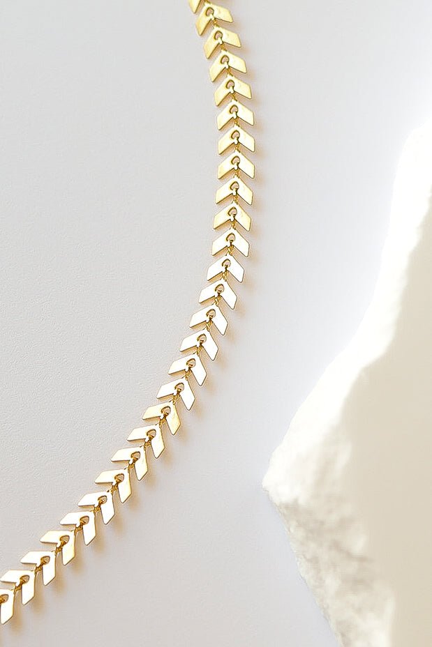 Chevron Chain Necklace – 18K Gold PVD Stainless Steel, Adjustable Length - Chain | Sunflower Soul Boutique