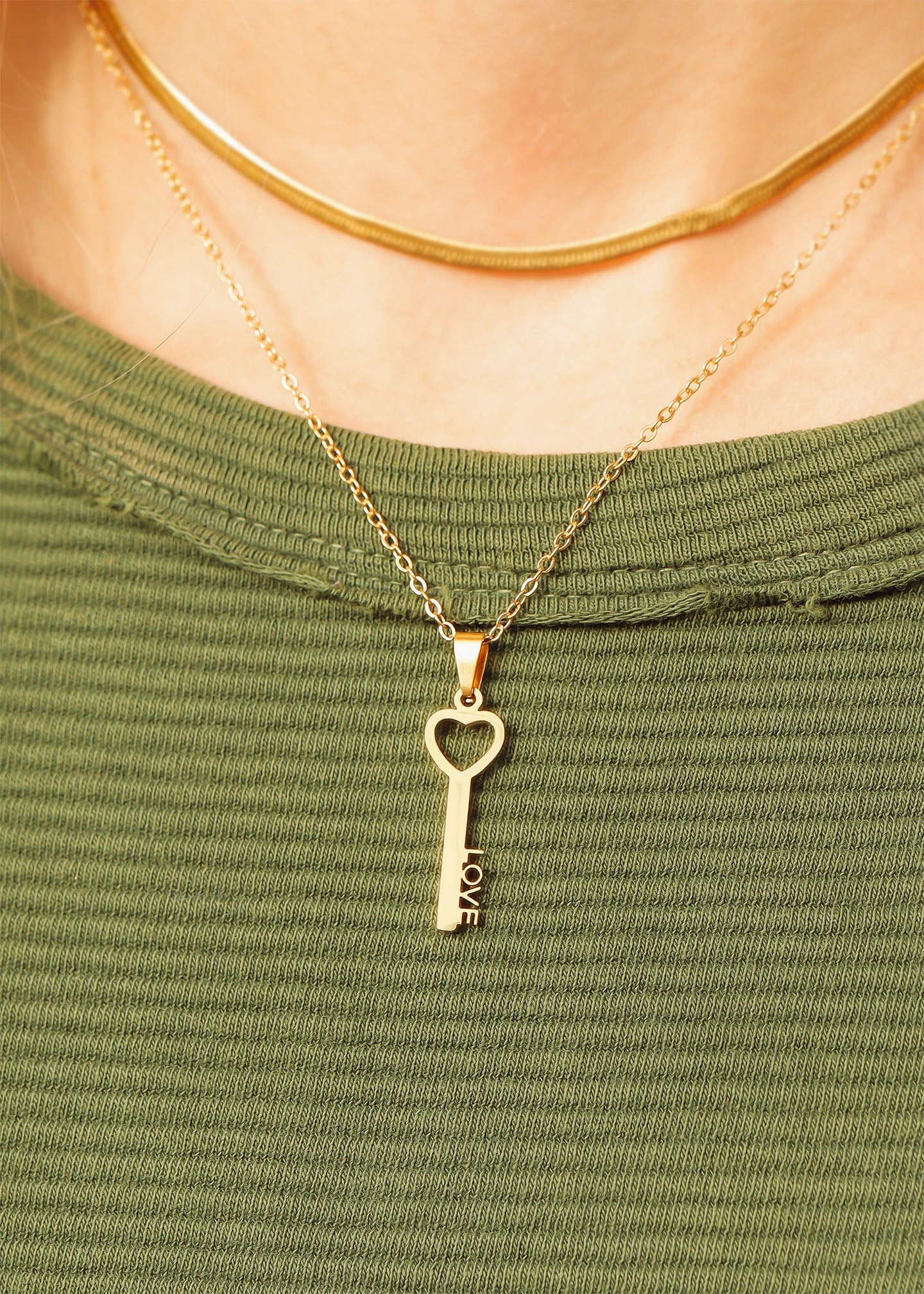 Heart Key Pendant Necklace
