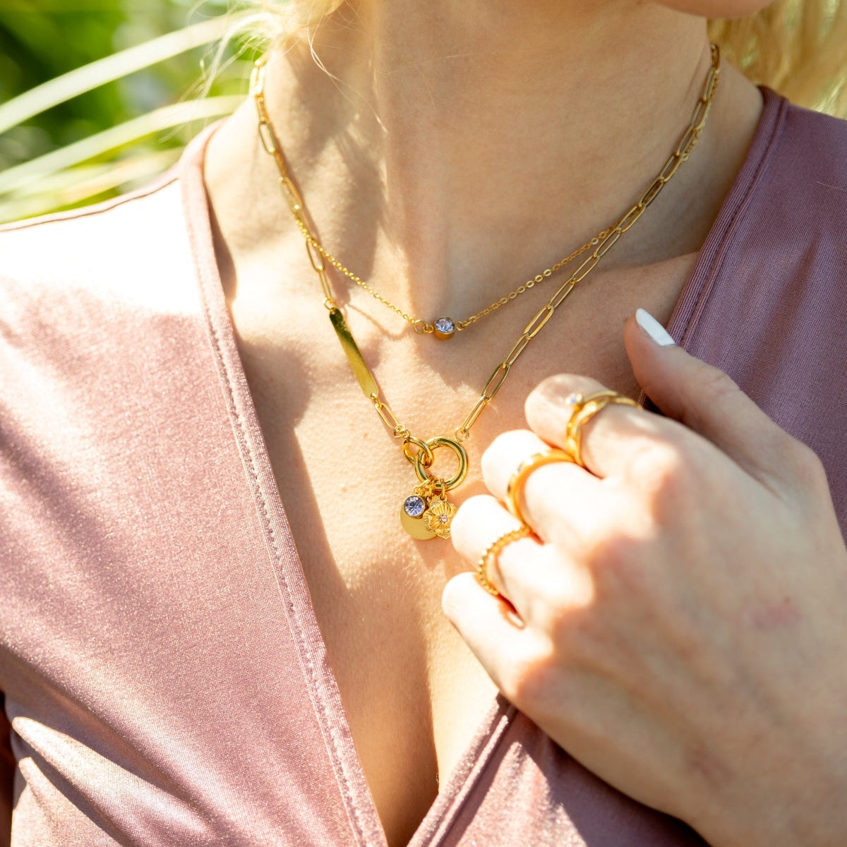 18K Gold PVD Engravable Paperclip Necklace with Carabiner Gold