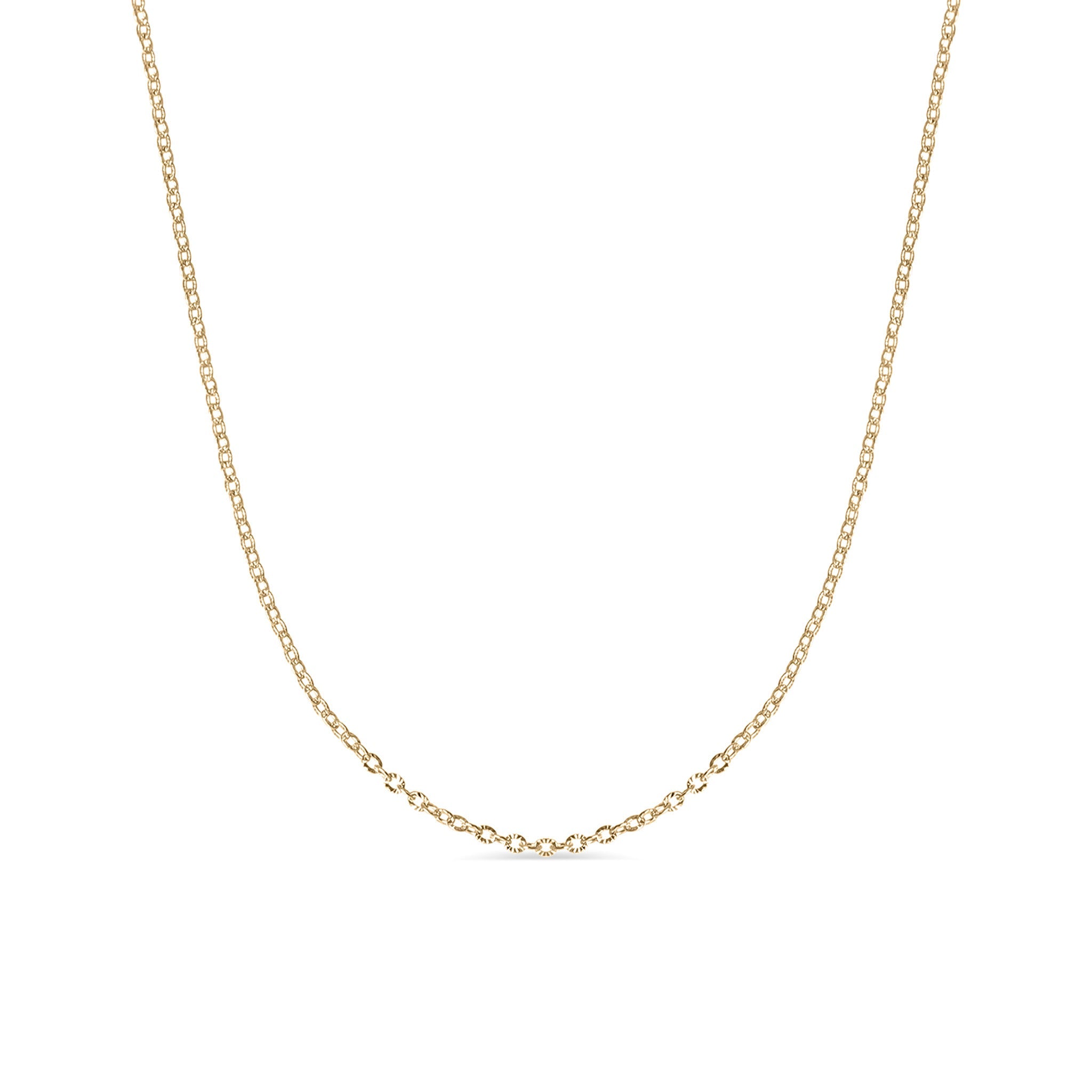 Gold Oval Link Necklace – 18K Gold Necklace Crimped Oval Chain Stainless Steel