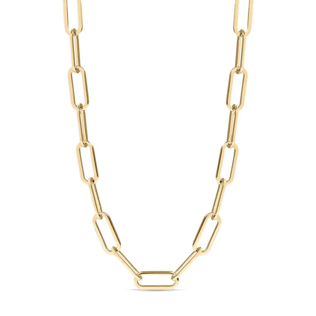 Paperclip Chain Necklace – Minimalist Gold Stainless Steel, Tarnish Resistant Jewelry
