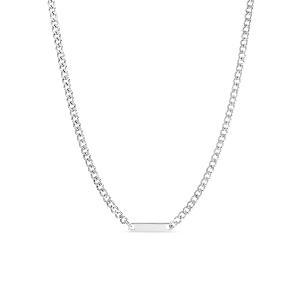Engraved Gold Curb Necklace – 18K PVD Coated Stainless Steel Adjustable Chain