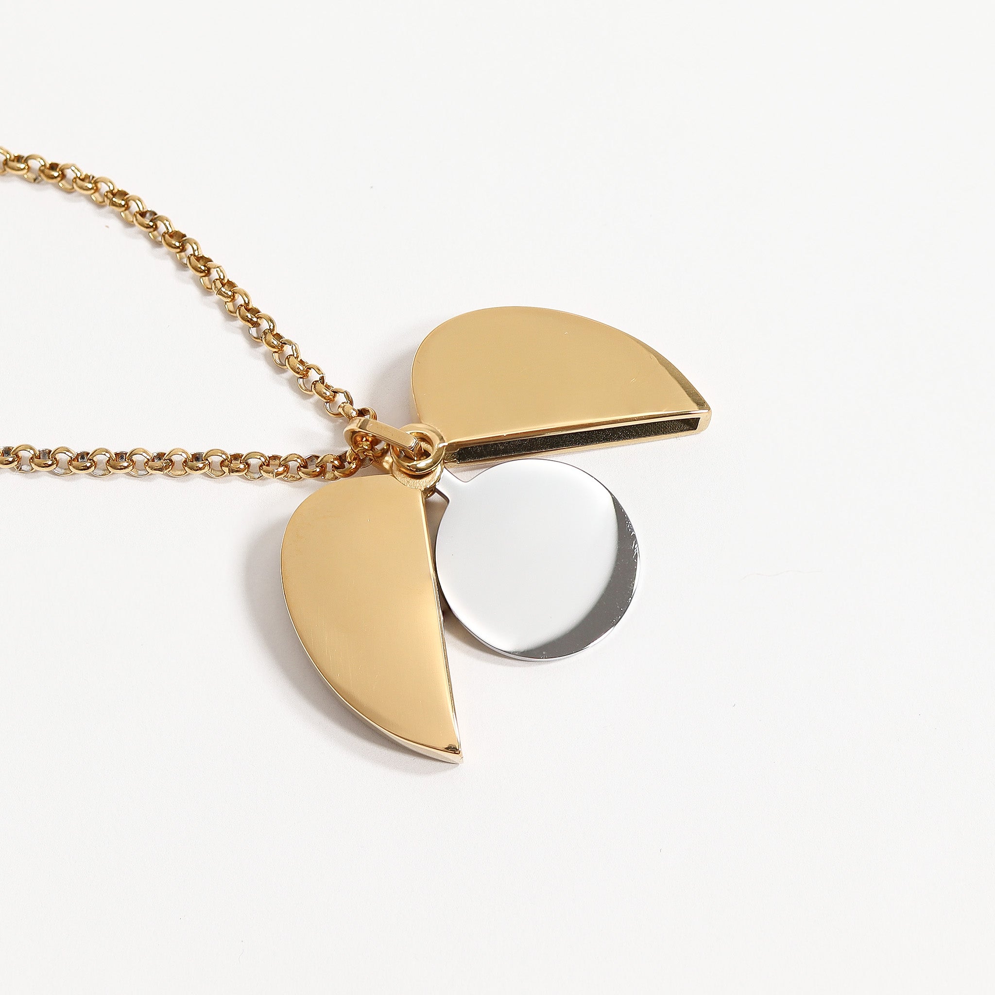 18K Gold PVD Blank Stainless Steel Heart Shaped Hidden Message Necklace engraveable