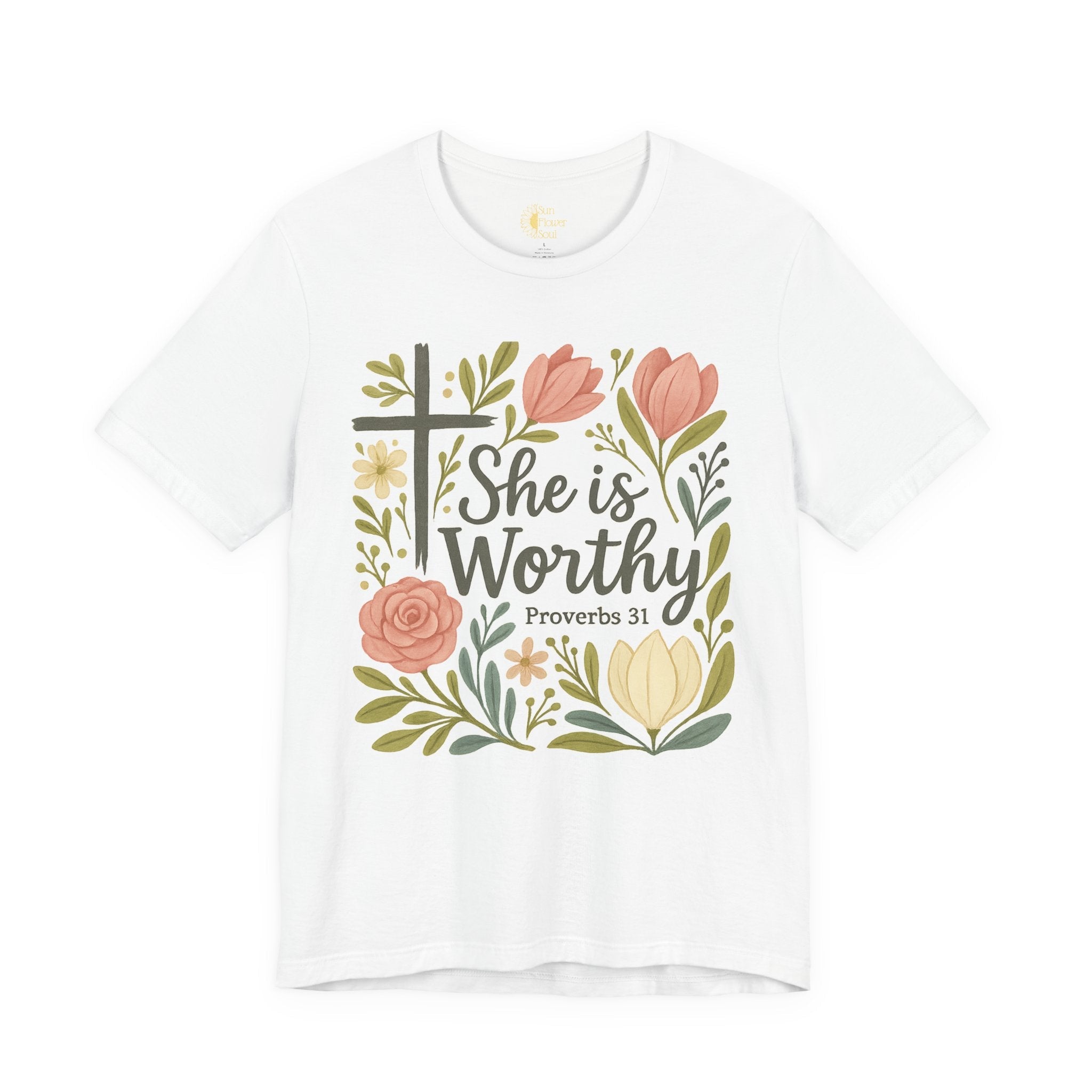 Christian Inspirational Tee – Women's Proverbs 31 Top | Floral Graphic Shirt - T-Shirt | Sunflower Soul Boutique