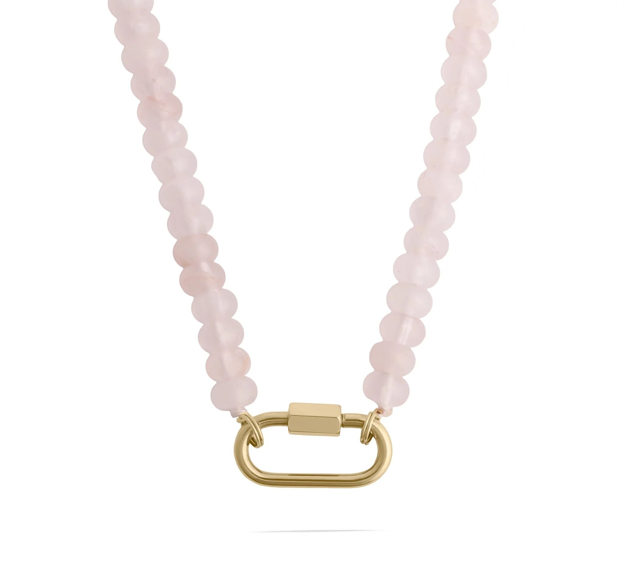 Chunky Bead Necklace - Pink Glass Bead Jewelry With Stainless Steel Carabiner Chain - Charm holder | Sunflower Soul Boutique