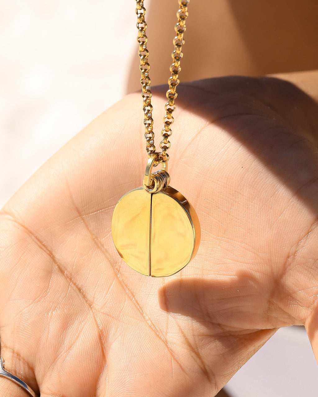 18K Gold PVD Blank Stainless Steel Heart Shaped Hidden Message Necklace 