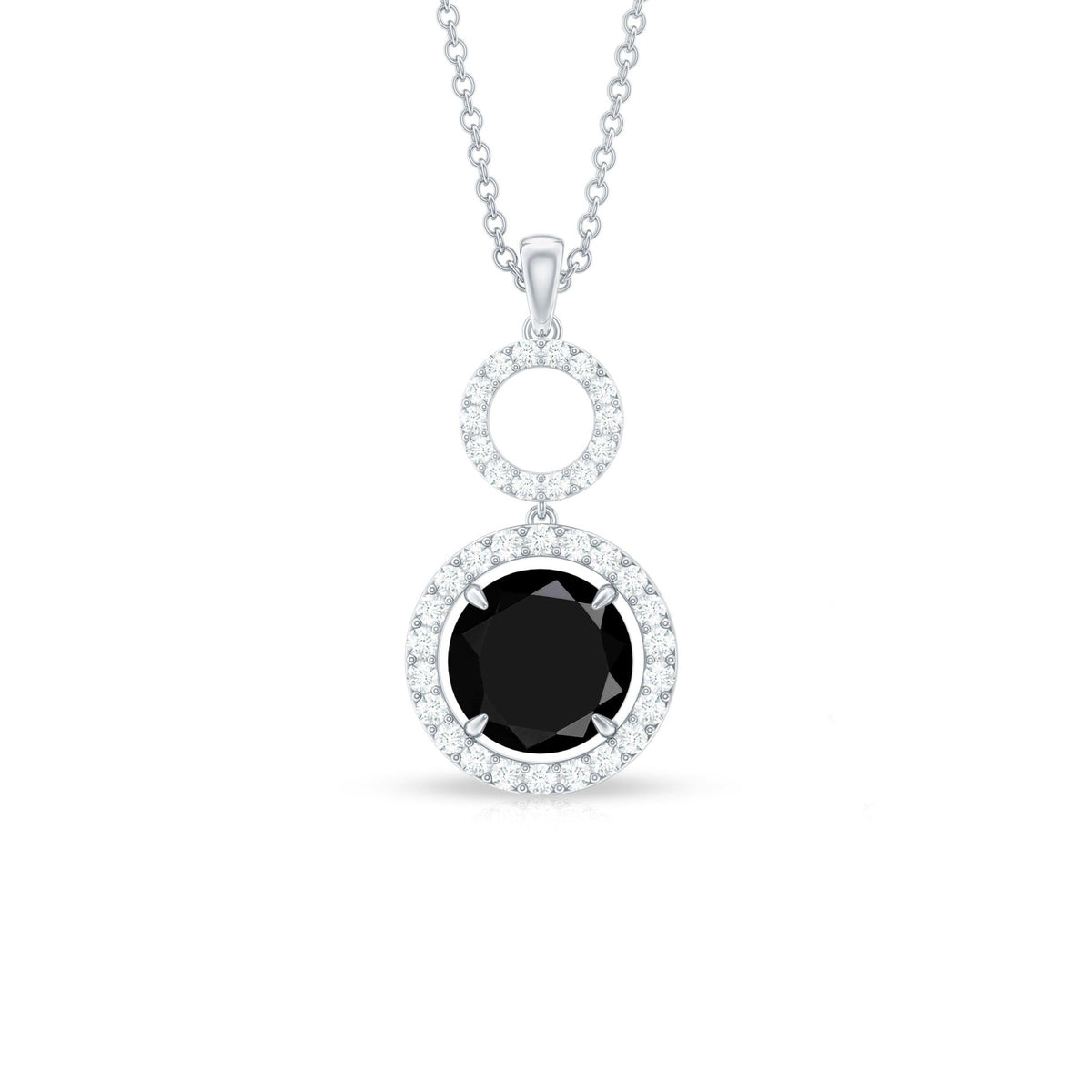 Classic 2 Carat Black Onyx Diamond Drop Necklace