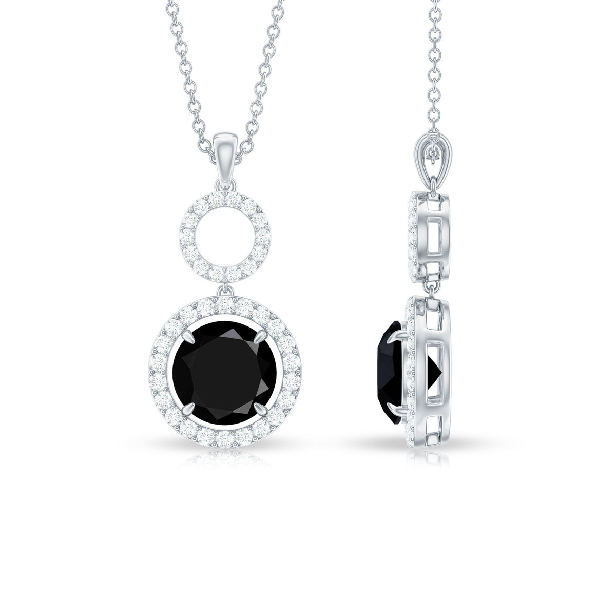 Classic 2 Carat Black Onyx Diamond Drop Necklace