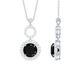 Classic 2 Carat Black Onyx Diamond Drop Necklace