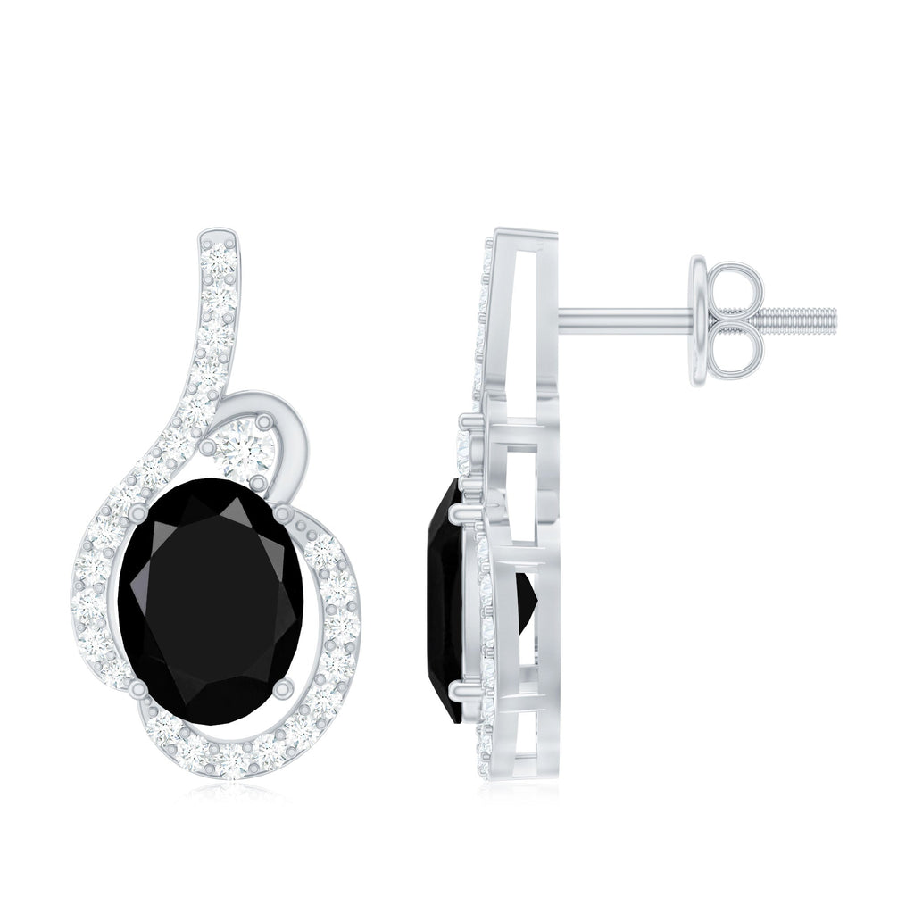 Classic Lab Grown Black Diamond Designer Stud Earrings
