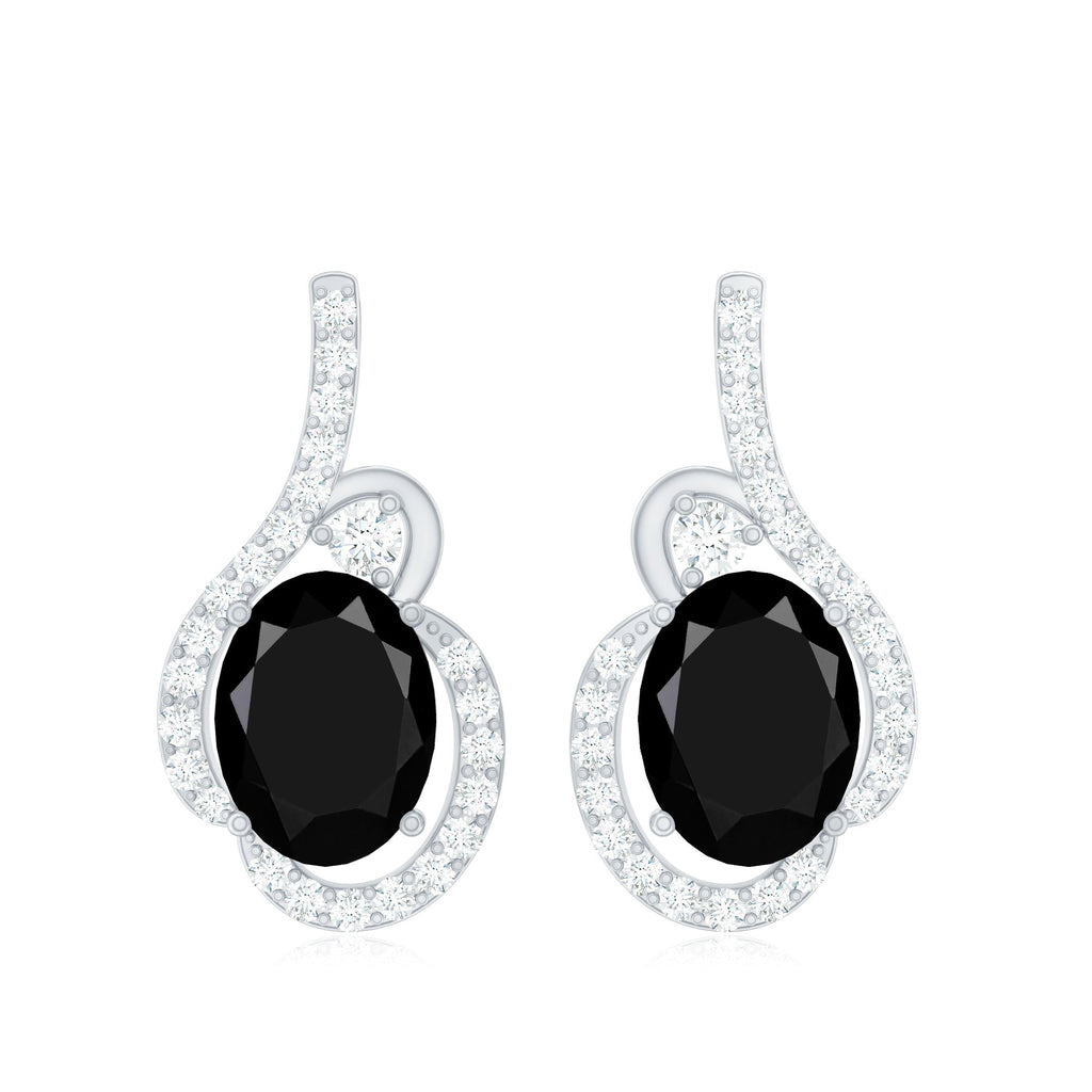 Classic Lab Grown Black Diamond Designer Stud Earrings
