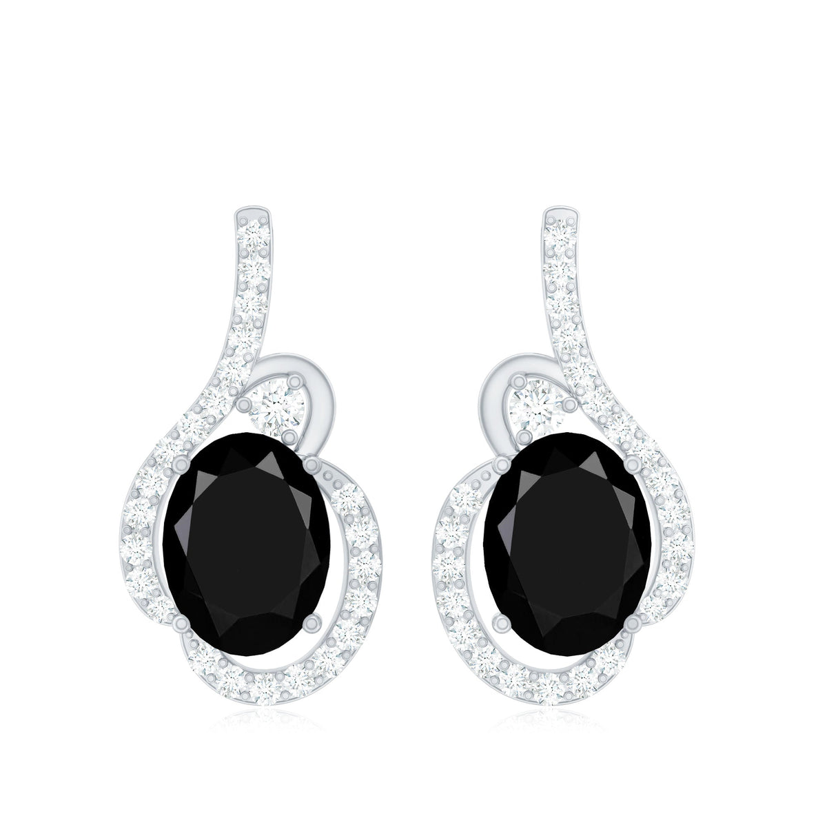 Classic Lab Grown Black Diamond Designer Stud Earrings