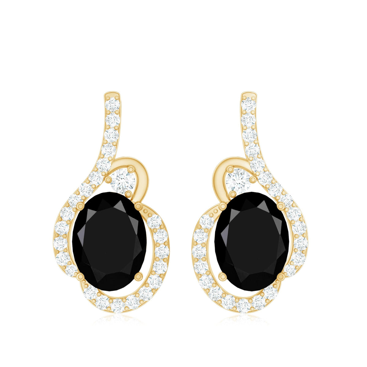 Classic Lab Grown Black Diamond Designer Stud Earrings