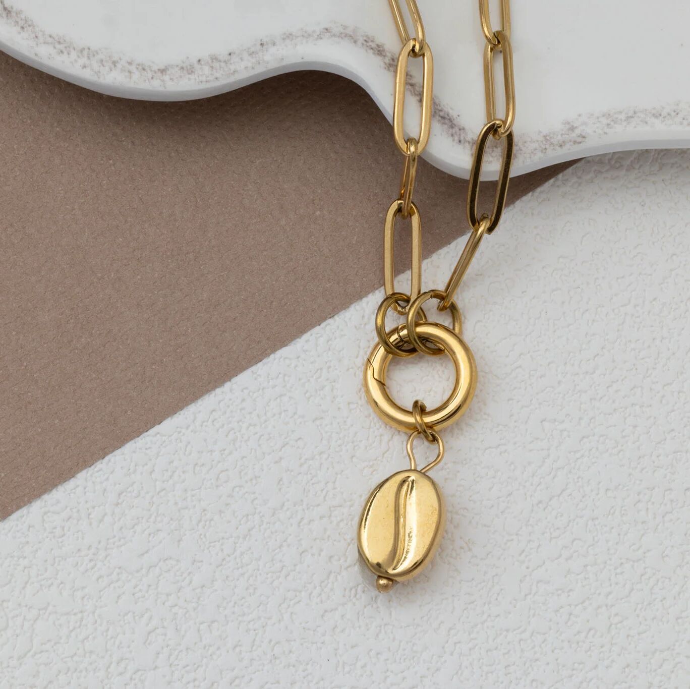 Coffee Bean Charm - 18K Gold PVD Coated Stainless Steel Tarnish Resistant Jewelry - Charms | Sunflower Soul Boutique