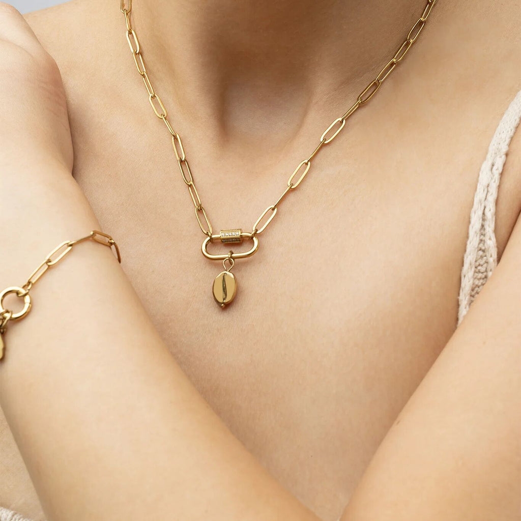 Coffee Bean Charm - 18K Gold PVD Coated Stainless Steel Tarnish Resistant Jewelry - Charms | Sunflower Soul Boutique
