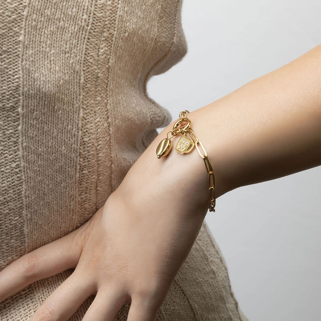 Coffee Bean Charm - 18K Gold PVD Coated Stainless Steel Tarnish Resistant Jewelry - Charms | Sunflower Soul Boutique